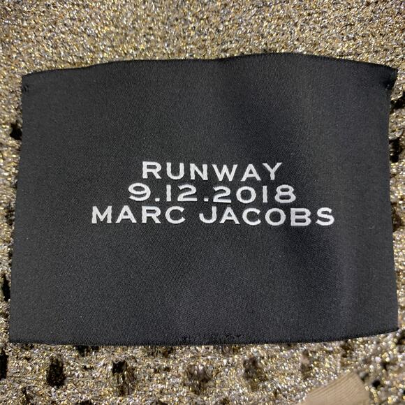 MARC JACOBS Size S Gold Nylon Metallic Knit Buttoned Cardigan - Picture 4 of 5